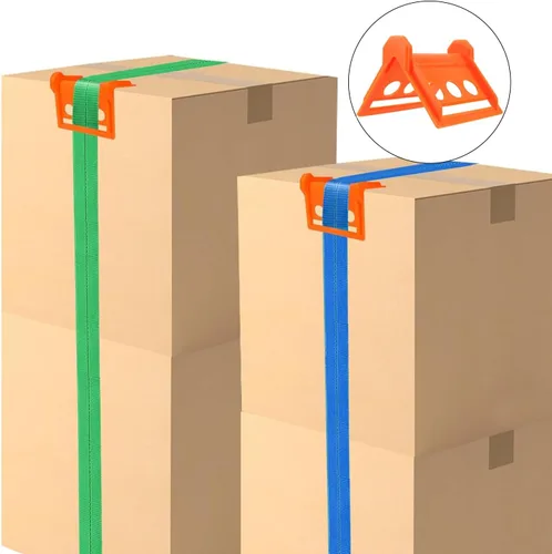 Vista 6 de JOIKIT Paquete de 20 protectores de correa plana de plástico de 4 pulgadas, protector de esquina de borde resistente para cargas de carga