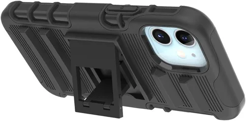Vista 3 de Funda para iPhone 12 Mini, protección contra caídas de cuerpo completo, resistente con clip para cinturón, funda resistente con protector