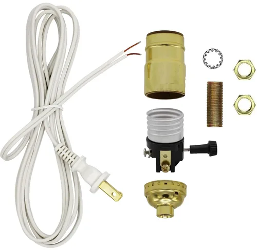 Vista 7 de Creative Hobbies Kit para hacer una lámpara o reparar - Todo el hardware esencial, socket de 3 vías y cable eléctrico a juego (Antiguo)