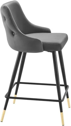 Vista 4 de Modway Adorn Performance - Taburete de terciopelo para mostrador, color gris