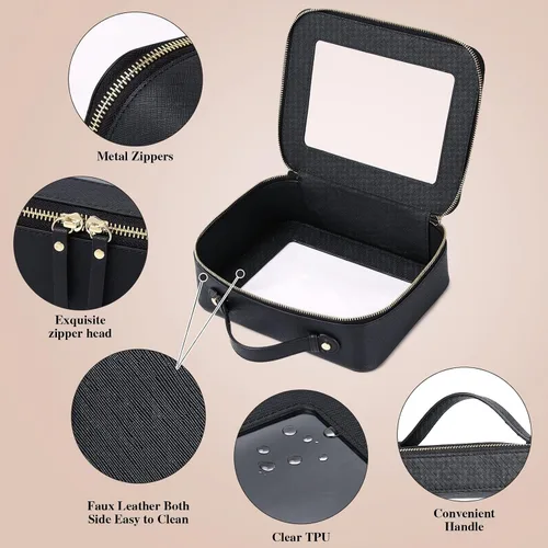 Vista 6 de Bolsa de maquillaje transparente (negro L)