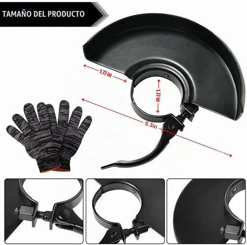 Vista 2 de Protector de amoladora de 5.3 pulgadas y 5.315 in para cuchillas de disco de rueda de 5 pulgadas, 4-1/2 pulgadas, 4 pulgadas, accesorios compatibles