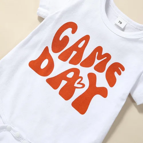 Vista 4 de BULINGNA Conjunto de 3 piezas de ropa de verano de manga corta para bebé niña de fútbol americano