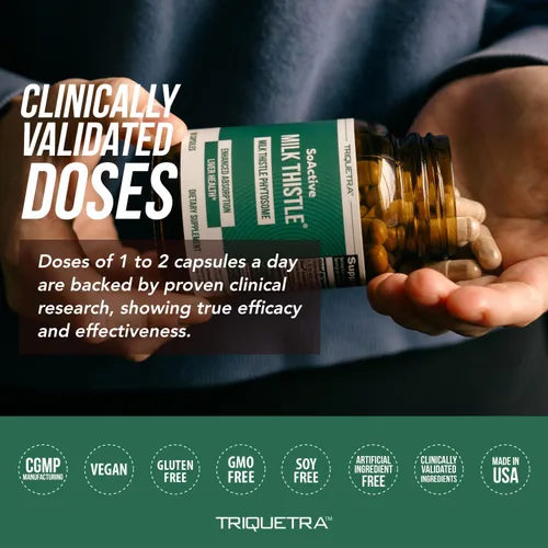 Vista 7 de SoActive® Milk Thistle: fitosoma de cardo mariano 10 veces más eficaz, optimizado para silybina bioactiva esencial A & B Plus Bilear® extracto