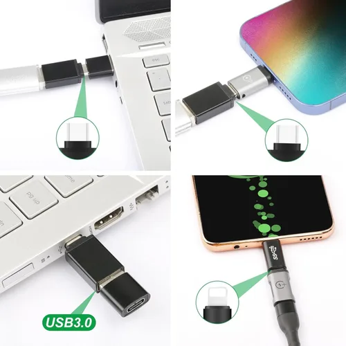 Vista 6 de AWINLI - Adaptador USB C hembra a USB, tipo C a Android macho, adecuado para iPhone hembra a tipo C macho, adecuado para iPhone 14, 13, 15 ProMax