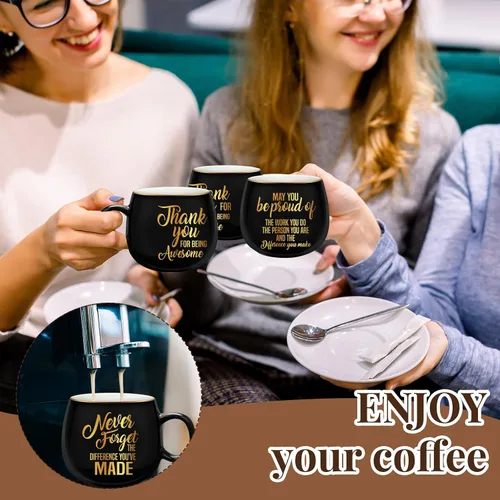 Vista 4 de Tioncy 12 juegos de tazas de regalo de agradecimiento, regalos de agradecimiento a los empleados, tazas de café de cerámica inspiradoras de 12 onzas