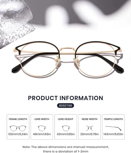 Vista 2 de Cyxus Blue Light Glasses for Men and Women, Retro Round Metal Frame 8092 rosado (03-Pink-8092T66US)