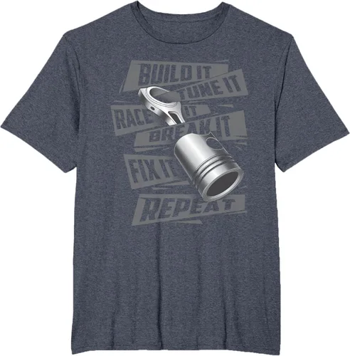 Vista 75 de Build It Tune It Race It Break It - Camiseta para entusiastas de los coches de carreras, talla S Negro