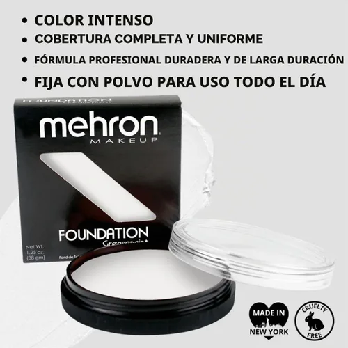 Vista 2 de Mehron Greasepaint- Base de maquillaje(1.25 onzas), Blanco