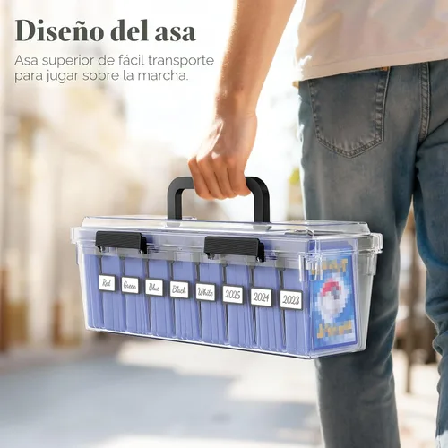 Vista 7 de Lifewit - Caja de almacenamiento para tarjetas coleccionables con asa, apta para Toploader, 2 unidades Stackable Reinforced Latch Case with 8