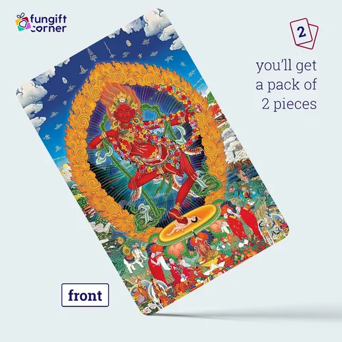 Vista 3 de Amuleto de Feng Shui con mantra rojo de Tara Gau y Kurukulle Svaha Man, símbolo para protección del hogar, regalo de Feng Shui, tarjeta de talismán