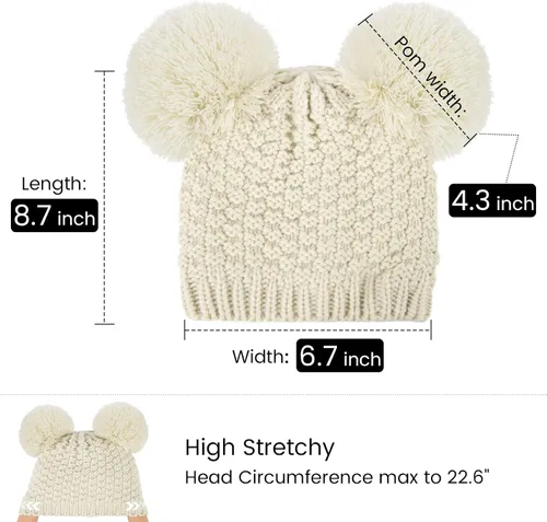 Vista 2 de Simplicity Gorro de punto trenzado para mujer, con pompón, para esquí, snowboard