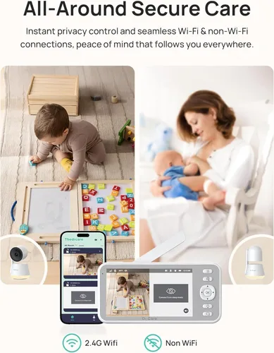 Vista 3 de Dr.Care LumiView Smart WiFi Baby Monitor con cámara y clip de montaje