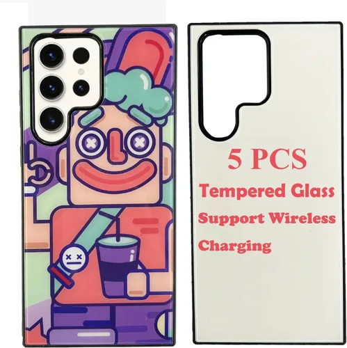 Vista 10 de JUSTRY 5 fundas para teléfono de sublimación compatibles con Samsung Galaxy S20 Plus, vidrio templado, fácil de sublimar, bricolaje, 2 en 1, goma