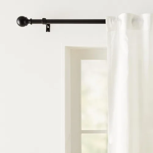 Vista 7 de Amazon Basics - Barras ajustables para cortinas para ventanas, con remates redondos, barra de 1 pulgada, de 36" a 72", color negro, paquete de 1