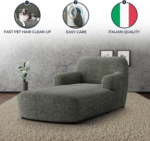 Vista 6 de PAULATO BY GA.I.CO. Funda para tumbona – Funda suave – Protector elástico de 1 pieza para sillón – Tela estampada – Gris musgo