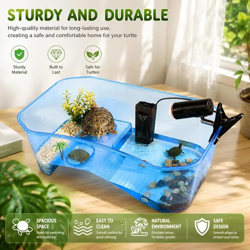 Vista 6 de Rypet Tanque Acuario para Tortugas - Hábitat de Reptiles, Hábitat de Tortugas, Tanque de Acuario para Reptiles para Cangrejo de Río y Cangrejo Azul