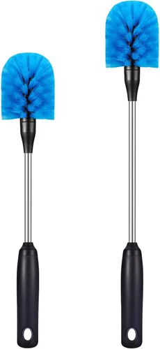 Vista 10 de MOSOLAN Cepillo para botellas de acero inoxidable con cabezal reemplazable, paquete de 2 cepillos de limpieza de mango largo para botellas de agua