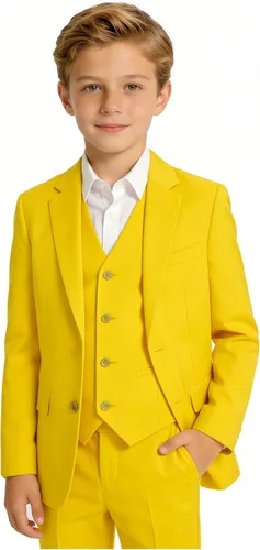 Vista 15 de Trajes para niños, traje de portador de anillos, chaleco formal y pantalones para niño, conjunto de trajes de boda Azul bebé