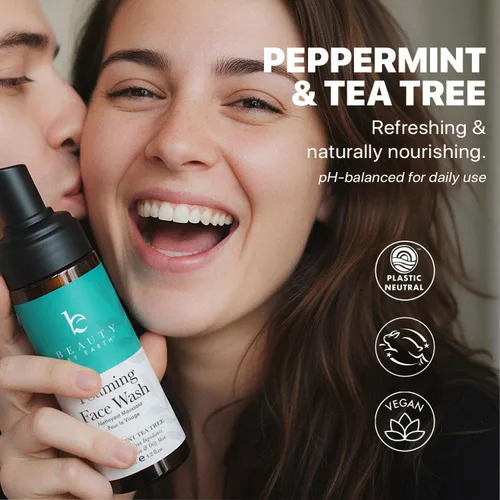 Vista 4 de Beauty by Earth Limpiador facial espumoso, ingredientes naturales y orgánicos, lavado facial vegano, limpiador diario suave para pieles sensibles