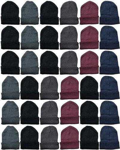 Vista 13 de Yacht & Smith Winter Beanie Hats Bulk for Men & Women, Wholesale Winter Hat Beanies, Homeless Donation Shelters 120 paquetes de gorros sólidos