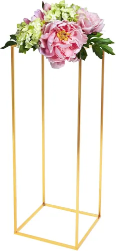 Vista 19 de 10 soportes de metal para centros de mesa de boda, jarrones de columna, soporte de flores de boda, soporte rectangular geométrico dorado