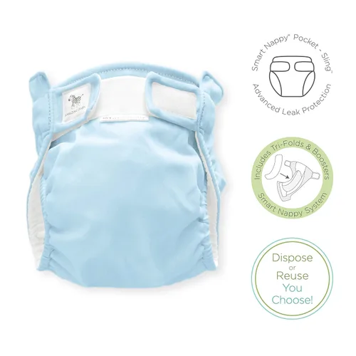 Vista 2 de Amazing Baby SmartNappy Cubre pañal de mezclilla NextGen Hybrid Azul pastel