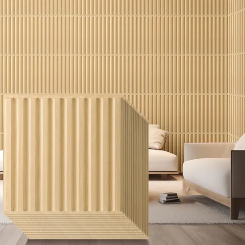 Vista 9 de Nuanchu 32 piezas de paneles de pared de listones 3D de 12 x 12 pulgadas de PVC con textura estriada, paneles cortables y pinta bles para arte