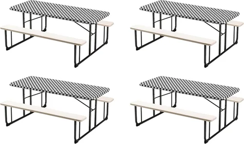 Vista 3 de Creative Converting 37427 Mantel de plástico con esquinas elásticas a cuadros, color negro, 30 x 96 pulgadas