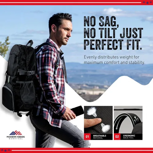 Vista 3 de MODERN NEEDS Ready Pack 35L — Mochila plegable para viajes Mochila de senderismo ligera y resistente al agua Mochila compacta y empacable
