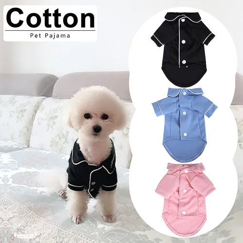 Vista 6 de Pijamas para perros pequeños, niños y niñas, ropa de cachorro, camisa rosa, pijamas de algodón suave, transpirable, ropa para mascotas, ropa