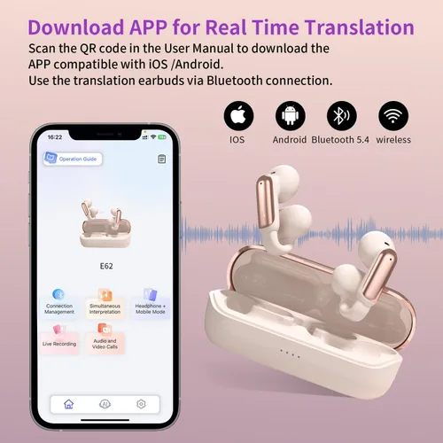 Vista 5 de Auriculares de traducción AI impulsados por ChatGPT, traductor en tiempo real 3 en 1 con clip (más de 165 idiomas) Audífonos inteligentes