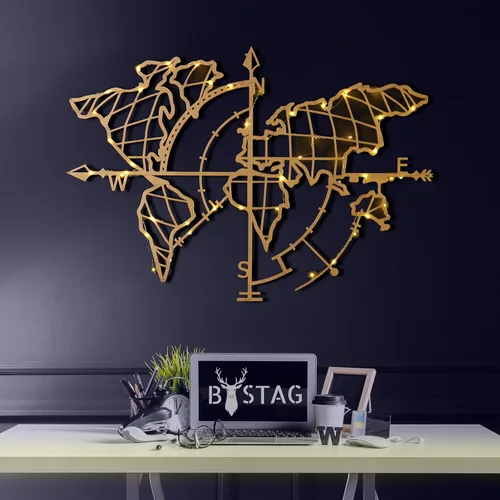 Vista 8 de Tubibu Arte de pared moderno, mapa del mundo metálico, tamaño 26 x 38 pulgadas, arte de pared de metal, mapa del mundo y decoración de pared