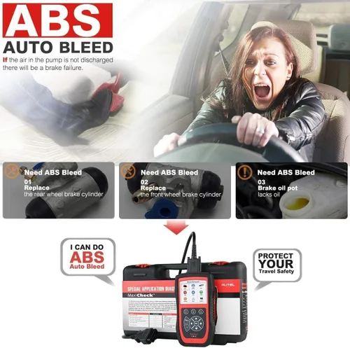 Vista 5 de Autel MaxiCheck PRO - Herramienta de escaneo automático de purga para purga de frenos ABS, escáner de diagnóstico OBD2 ABS SRS, reinicio de aceite