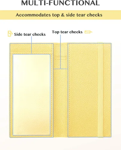 Vista 2 de Zreal Funda para chequera con función de bloqueo RFID para hombres y mujeres, Amarillo, Elegante