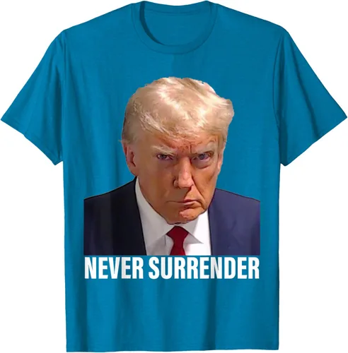 Vista 9 de Camiseta Pro Trump Mugshot Never Surrender para hombre y mujer, Negro