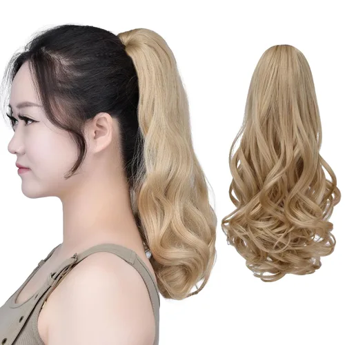 Vista 32 de SYXLCYGG Auburn Clip Cola de caballo Clip Cola de caballo Extensión de cola de caballo ondulado 10 pulgadas 3.5 oz pelo sintético falso pieza