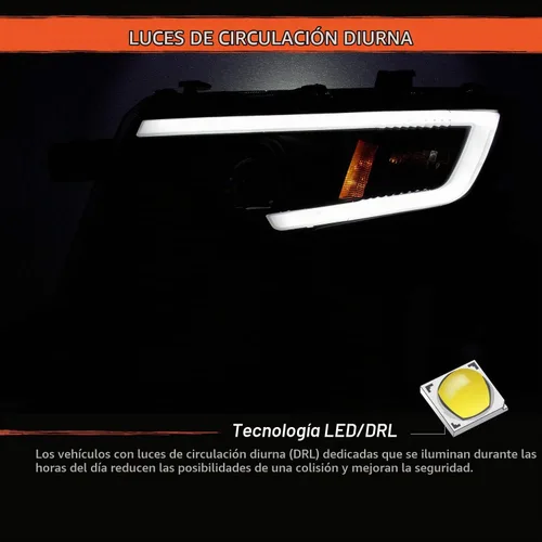 Vista 2 de AKKON - Para faros delanteros de proyector Ford Edge 2007-2010 LED DRL Light Bar Black Housing Clear Lens Driver And Passenger Side Direct
