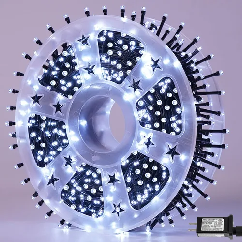 Vista 33 de QITONG Guirnalda de 500 luces LED de Navidad de 165 pies para exteriores, impermeable, luces multicolor con 8 modos, cable verde, luces parpadeantes
