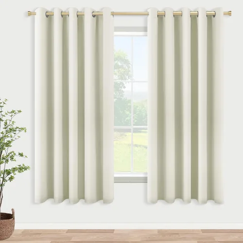 Vista 240 de KOUFALL Cortinas de Baño Aqua para Ventana, Juego de 2 Paneles Decoración Costera Cortinas Cortas Opacas para Ventana Pequeña de Cocina Puerta