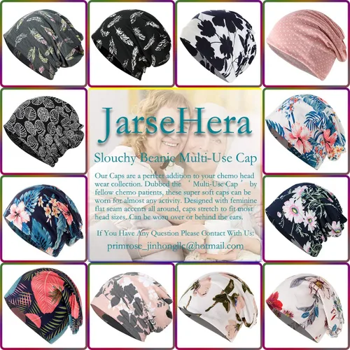 Vista 6 de JarseHera Gorro holgado de mujer con encaje de algodón, gorros para quimioterapia, gorros para el cáncer, turbante