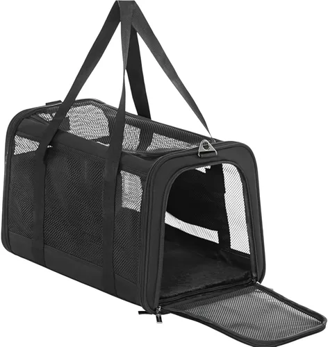 Vista 20 de PETSFIT Transportador de gatos de lados suaves con hebillas de seguridad patentadas, cremalleras bloqueables y correa de seguridad, transportador