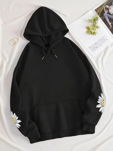 Vista 2 de SHENHE Sudadera con capucha y bolsillo para mujer, diseño de hongos florales