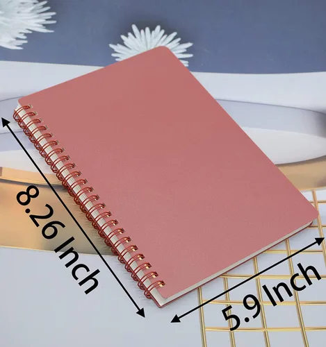Vista 2 de Yansanido Cuaderno de espiral, 4 unidades, 4 colores, tamaño A5, tapa dura de plástico grueso, papel rayado de 8mm, 80 hojas (160 páginas), diario