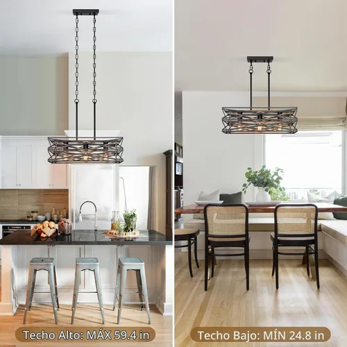 Vista 3 de Sigaitwei Lámpara de comedor de granja de 21 pulgadas, iluminación de isla de cocina de 3 luces, lámpara industrial para comedor, sobre mesa