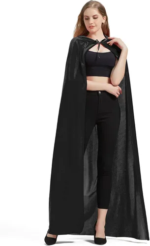 Vista 4 de QUCH Capa con capucha unisex con capucha para hombres y mujeres, capa de bruja de vampiro, disfraz de Halloween y Navidad