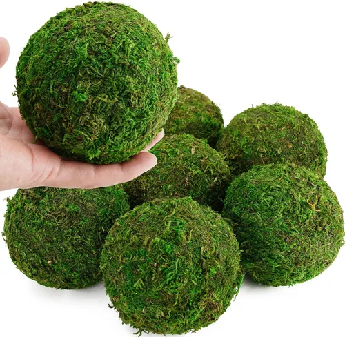 Vista 10 de Juego de bolas de musgo decorativas, bolas de musgo falsas para rellenos de cuencos, decoración de centro de mesa, decoración del hogar, relleno