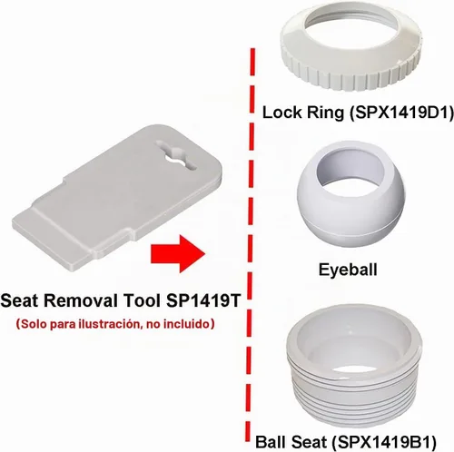 Vista 5 de ATIE Pool Spa Directional Flow Hydrostream Return Jet Fitting SP1419D con apertura ajustable de 3/4 pulgadas globo ocular giratorio para Hayward