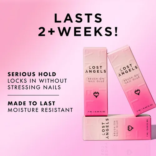 Vista 2 de Lost Angels Pegamento para uñas con brocha, pegamento de uñas súper fuerte para prensa, puntas, uñas postizas, acrílicos, larga duración de 2 a 3
