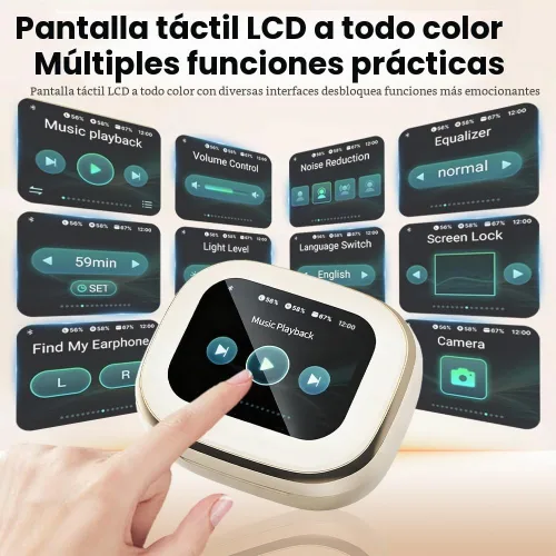 Vista 4 de Auriculares inalámbricos, auriculares Bluetooth 5.4 intrauditivos con estuche con pantalla táctil inteligente, auriculares ANC con cancelación